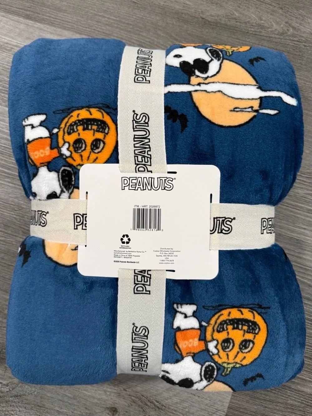 Peanuts Snoopy Halloween Fall Throw Blanket Blue 60” x 70” - New